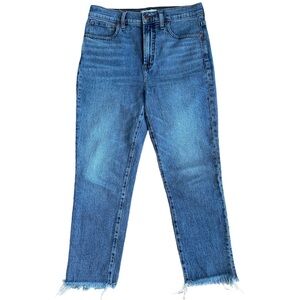 Madewell The Perfect Vintage Jeans Blue Medium Wash Raw Hem Cropped Leg Size 29